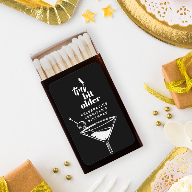 A Tini Bit Older Martini Birthday Party Black Matchboxes (Creator Uploaded)