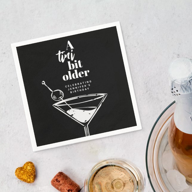 A Tini Bit Older Martini Birthday Party Black Napkins (Creator Uploaded)