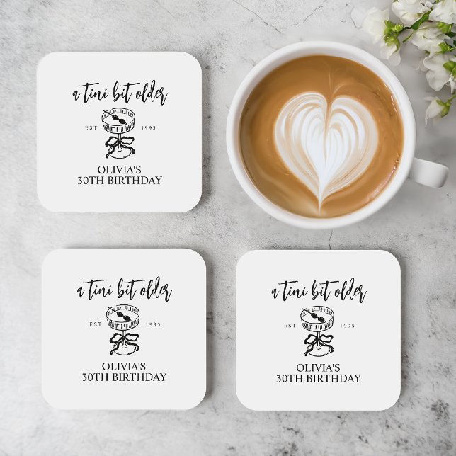 A Tini Bit Older Martini Birthday Party Favor  Beverage Coaster (Creator Uploaded)