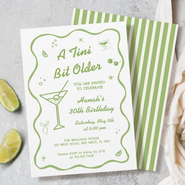A Tini Bit Older Martini Birthday Party Invitation (Creator Uploaded)