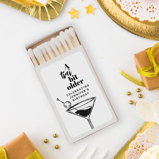 A Tini Bit Older Martini Birthday Party Matchboxes (Creator Uploaded)