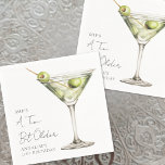 A Tini Bit Older Martini Birthday Party Napkins<br><div class="desc">Tini Bit Older Birthday Cocktail Napkin. Add a playful touch to the celebration with this chic design featuring a watercolor green martini glass with olives on the right side. The phrase “A Tini Bit Older” appears prominently at the top in stylish handwritten script, bringing a fun twist to the look....</div>