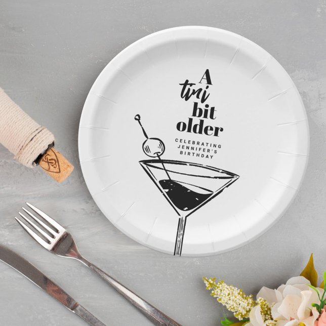 A Tini Bit Older Martini Birthday Party Paper Plates (Creator Uploaded)