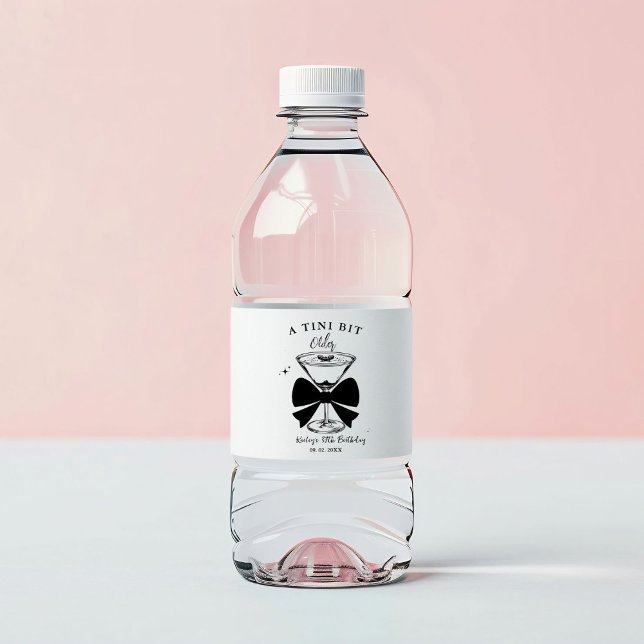 A tini Bit Older Martini Birthday Party Water Bottle Label (Creator Uploaded)