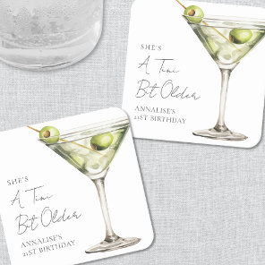 A Tini Bit Older Martini Birthday Square Paper Coaster