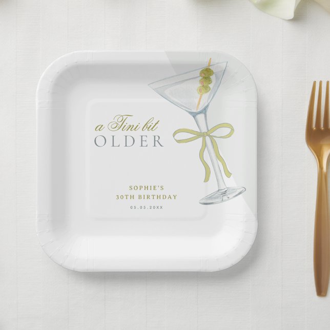 A Tini Bit Older Martini Cocktail Birthday Party Paper Plates (Creator Uploaded)