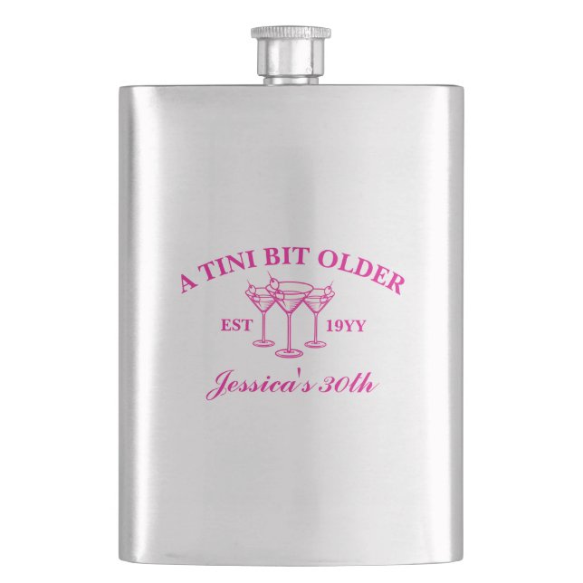 A Tini Bit Older Martini Custom Birthday Party  Flask (Front)