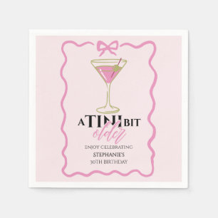 A Tini Bit Older Martini Cute Pink Border Birthday Napkins