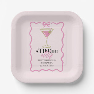 A Tini Bit Older Martini Cute Pink Border Birthday Paper Plates