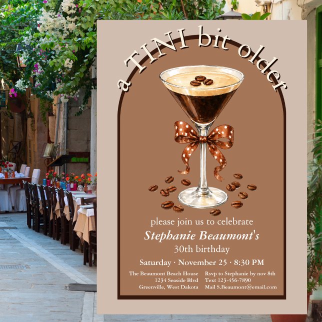 A Tini Bit Older Martini Espresso Brown Arch 30th Invitation (Creator Uploaded)