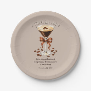 A Tini Bit Older Martini Espresso Brown Bow 30th Paper Plates