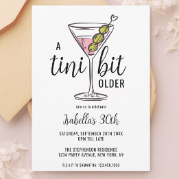 A Tini Bit Older Martini Hand Drawn Birthday Invitation