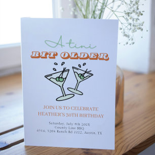 A Tini Bit Older Martini Olive Adult Birthday Invitation