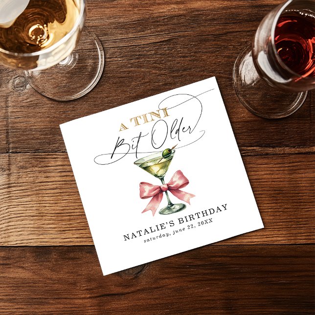 A Tini Bit Older Martini Pink Bow Birthday Napkins (A Tini Bit Older Martini Pink Bow Birthday Napkins)
