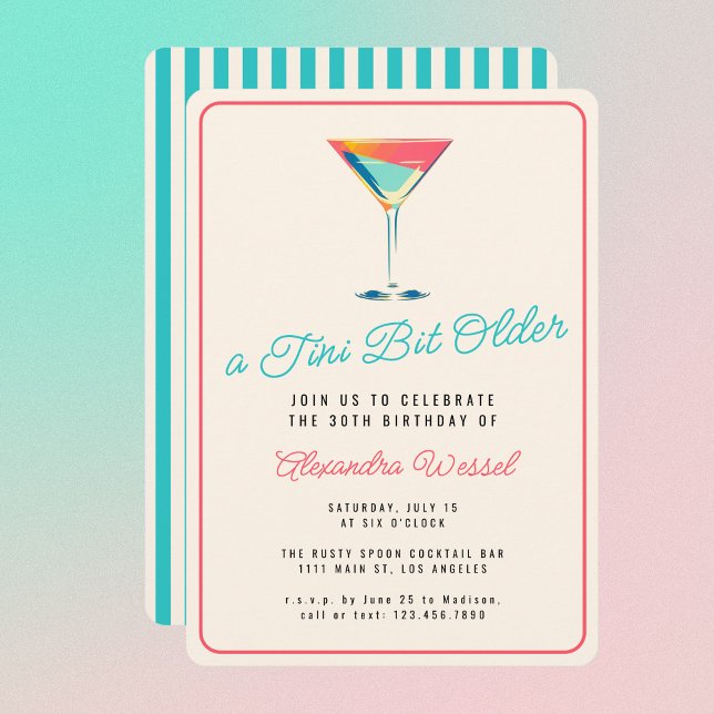 A Tini Bit Older Martini Theme Retro 30th Birthday Invitation (Creator Uploaded)