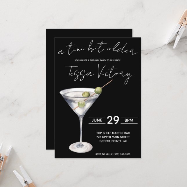 Mi様 A Tini Bit Older, Martini Themed Birthday Party Invitation