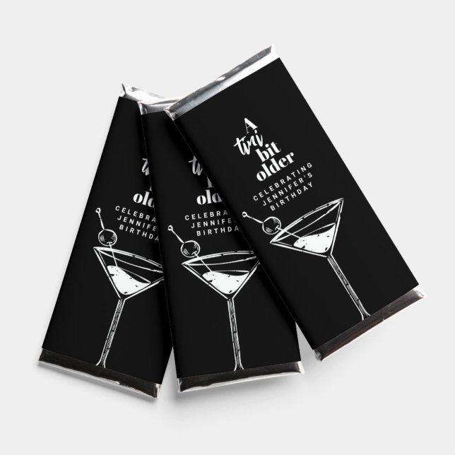A Tini Bit Older Modern Black Martini Birthday  Hershey Bar Favors (Creator Uploaded)