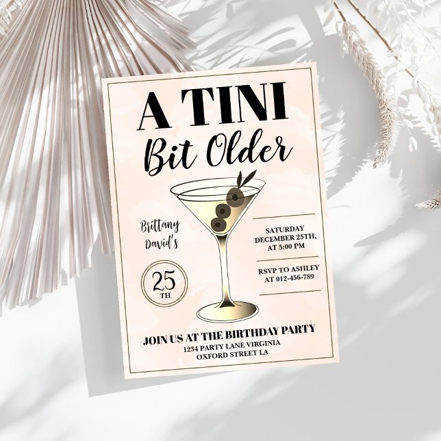 A Tini Bit Older Modern Martini Cocktail Birthday  Invitation (Creator Uploaded)