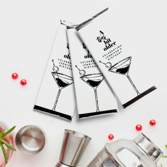 A Tini Bit Older Modern White Martini Birthday Hershey Bar Favors (Creator Uploaded)