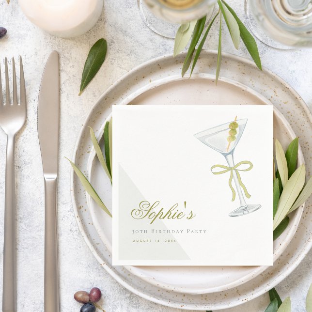 A Tini Bit Older Olive Martini Cocktail Birthday Napkins (Creator Uploaded)