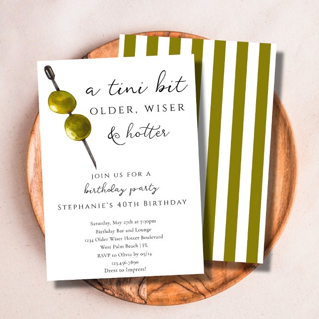 A Tini Bit Older Olives Dirty Martini Birthday Invitation (Creator Uploaded)