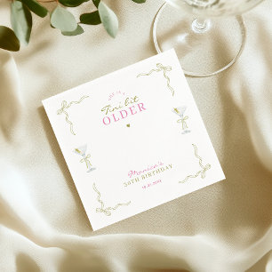 A Tini Bit Older Pink and Green Cocktail Birthday Napkins