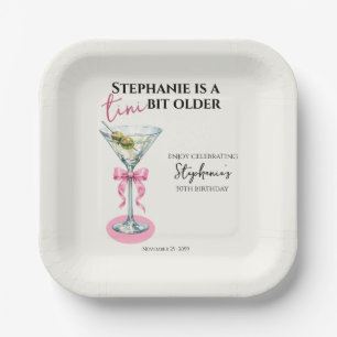 A Tini Bit Older Pink Bow 30th Birthday Paper Plates