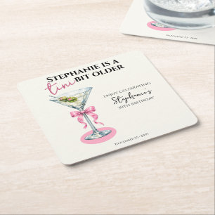 A Tini Bit Older Pink Bow 30th Birthday Square Paper Coaster