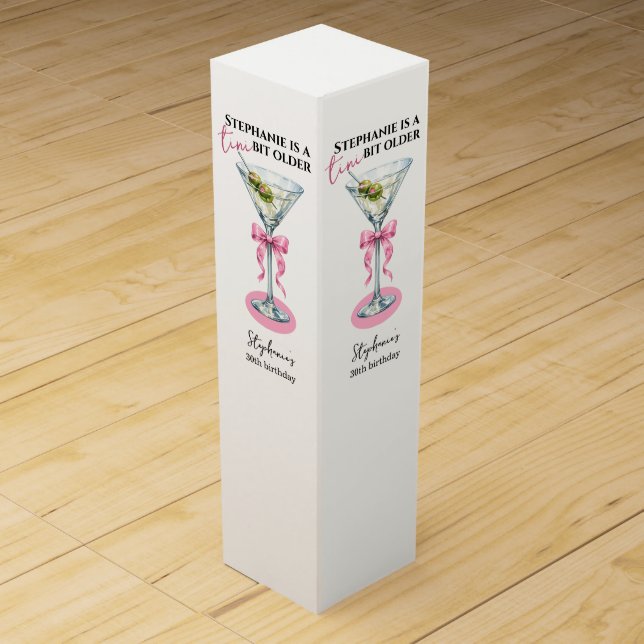A Tini Bit Older Pink Bow 30th Birthday Wine Box (Front)