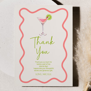 A Tini Bit Older Pink Cosmo Martini Birthday Party Thank You Card