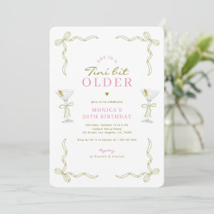 A Tini Bit Older Pink & Green 30th Birthday Party Invitation