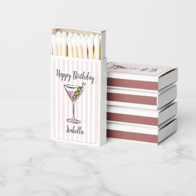 A Tini Bit Older Pink Martini Birthday Matchboxes (Stacked)