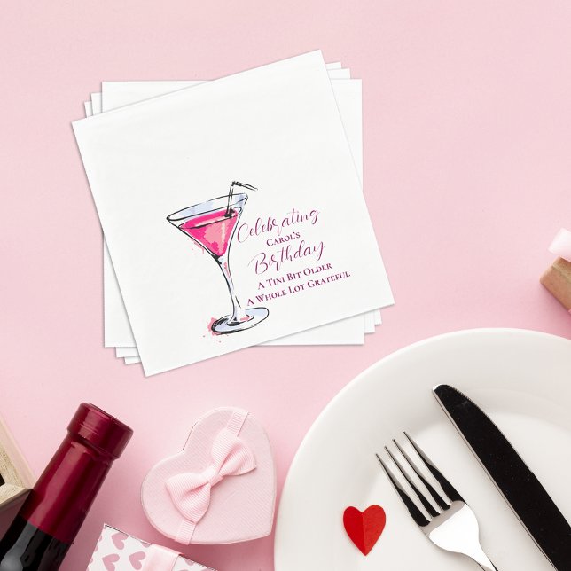 A Tini Bit Older Pink Martini Birthday Party Paper Napkins (A Tini Bit Older Pink Martini Birthday Party Paper Napkins)