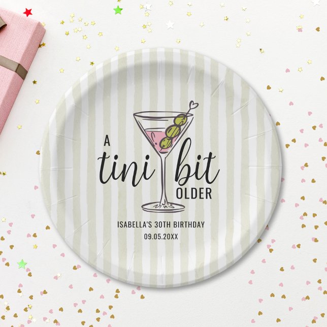 A Tini Bit Older Pink Martini Cocktail Birthday Paper Plates (Creator Uploaded)