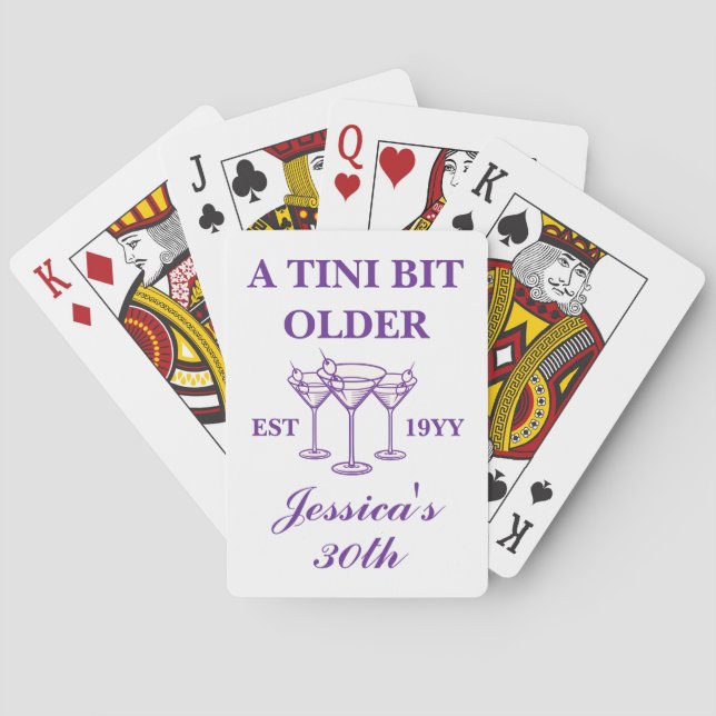 A Tini Bit Older Purple Custom Birthday Party  Poker Cards (Back)