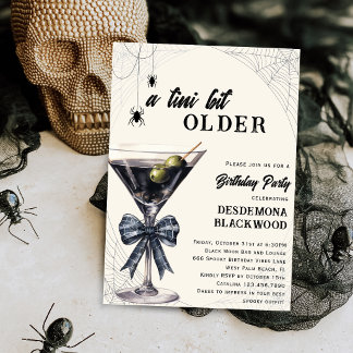 A Tini Bit Older Spider Bow Halloween Birthday Invitation