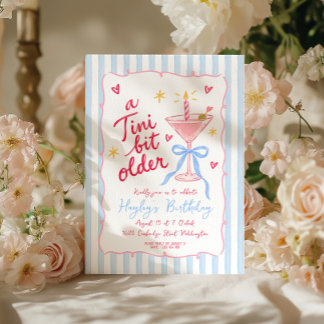 A Tini Bit Older Whimsical Martini Birthday Invitation