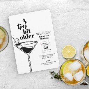 A Tini Bit Older White Martini Birthday Party Invitation