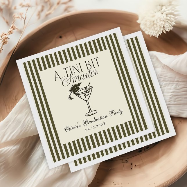 A Tini Bit Smarter Green Stripes Graduation Napkins (Creator Uploaded)