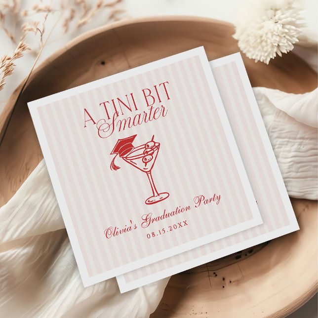 A Tini Bit Smarter Pink Red Graduation Napkin (Creator Uploaded)