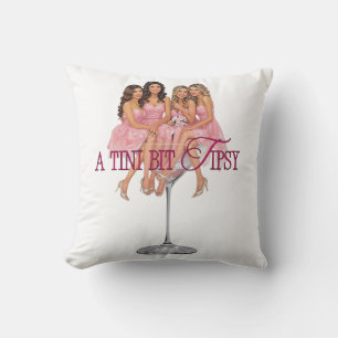 A Tini Bit Tipsy – Bridesmaids in Martini Glass Throw Pillow