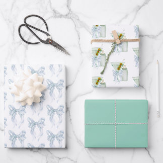 A tini boy  wrapping paper sheets