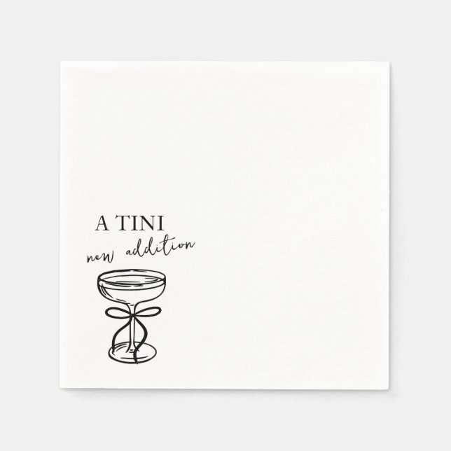 A Tini New Addition Martini Hand Drawn Cocktail Napkins (Front)