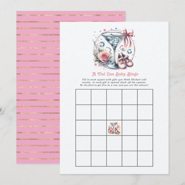 A Tini One Baby Shower Bingo Game Invitation (Front/Back)