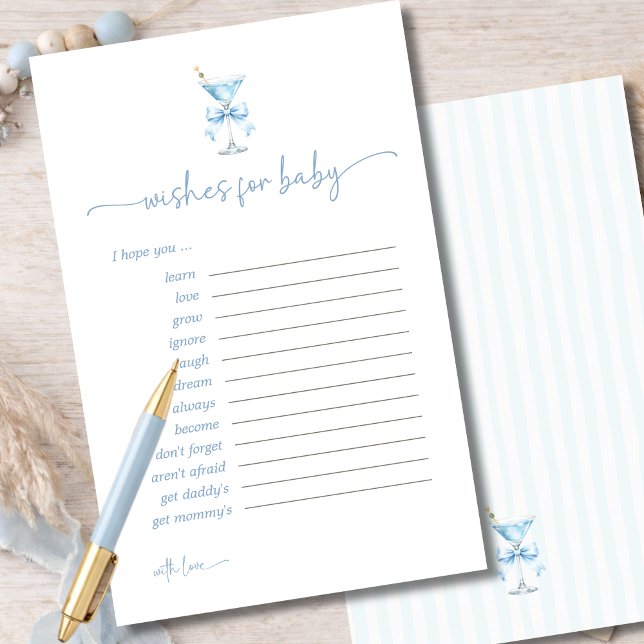 A Tini One Blue Bow Wishes For Baby Advice Card (Creator Uploaded)
