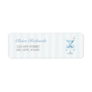 A Tini One Blue Stripes Baby Shower Return Address Label