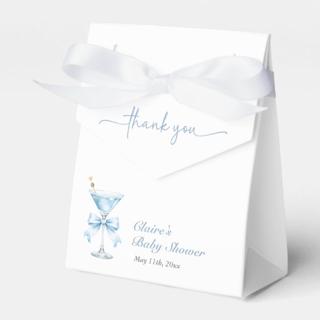 A Tini One Coquette Blue Bow Boy Baby Shower Favor Boxes (Front Side)