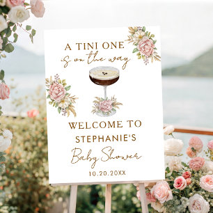 A Tini One Dusty Pink Espresso Martini Baby Shower Foam Board