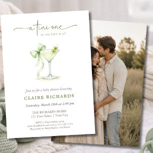 A Tini One Elegant Sage Neutral Baby Shower Photo Invitation