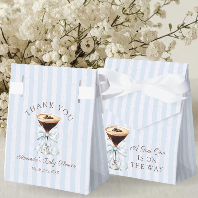 A Tini One Espresso Martini Baby Shower Gift Favor Boxes (A tini one is on the way Espresso martini baby shower Thank you Favor Gift Boxes)